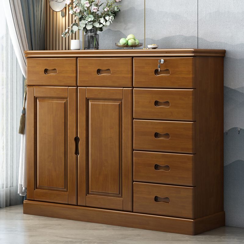 16" D Solid Wood Combo Dresser Modern Storage Chest Dresser with Drawers and Doors