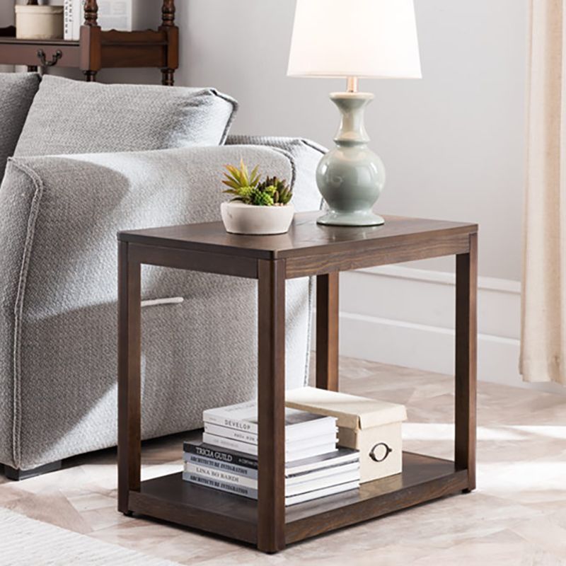 Modern Wood Side Table with no Wheels and Drawers for Living Room