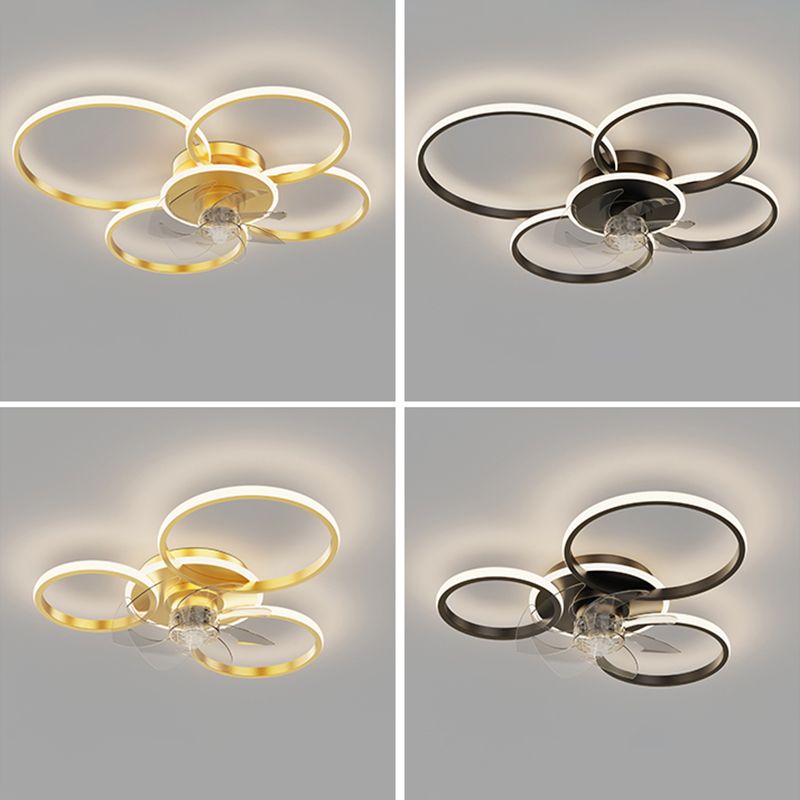 Contemporary LED Ceiling Fan Light Linear Flush Mount Light for Living Room