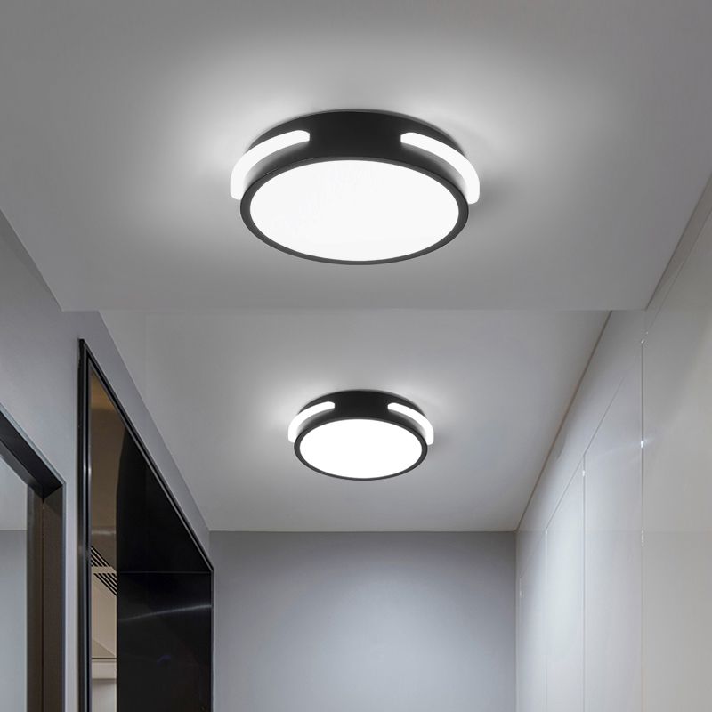 Simple Small Flush Ceiling Light Acrylic Corridor LED Flush Mount Fixture in Black