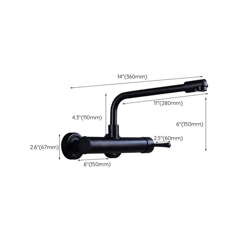 Contemporary 1-Handle Bar Faucet 2 Hole Kitchen Faucet in Black