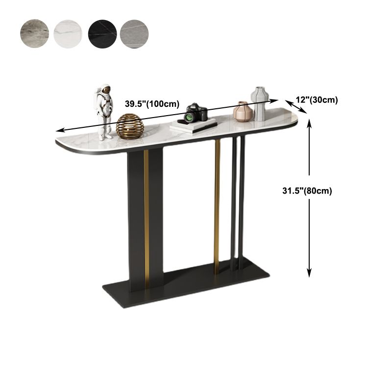 31.49" High Stone Console Table Iron Frame Scratch Resistan Accent Table