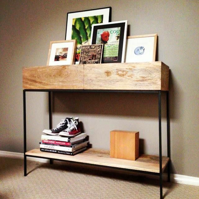 2-drawer Console Table in Brone and Wood Shelf Console Table