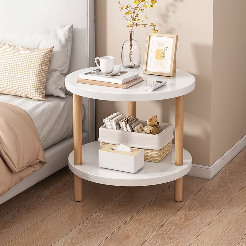 Imitation Wood Nightstand Open Storage Modern Shelf Included Night Table with Legs