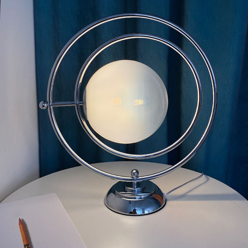 Modern Style Spherical Shape Table Lamp Glass 1-Light Table Light in Silver