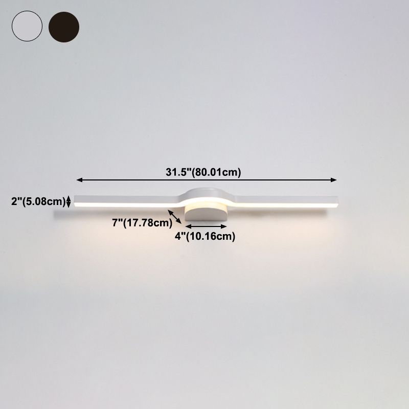 Metal Linear Shape Wall Light Modern 1-Light Mirror Mounted Light Fixture