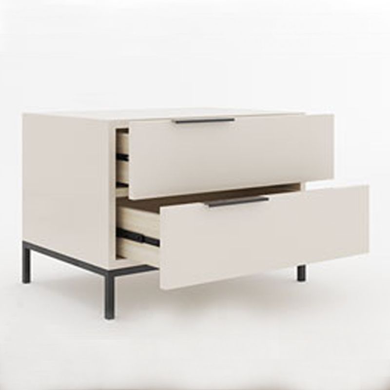 Contemporary Night Table Faux Wood Bedside Cabinet with Drawers