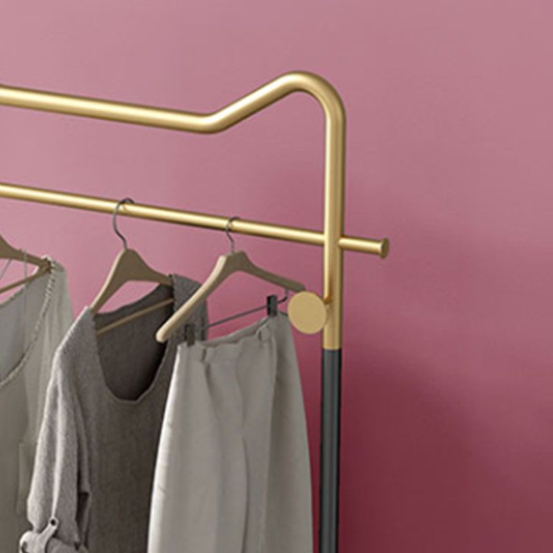 Contemporary Coat Rack Hanging Rail and Hooks Metal Framed Hall Stand