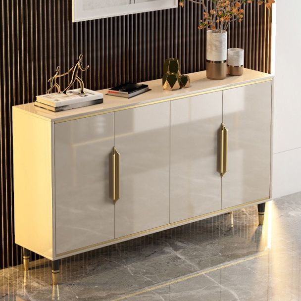 Glam Sideboard in Brown Solid Wood with 1-door Dining Sideboard for Living Room