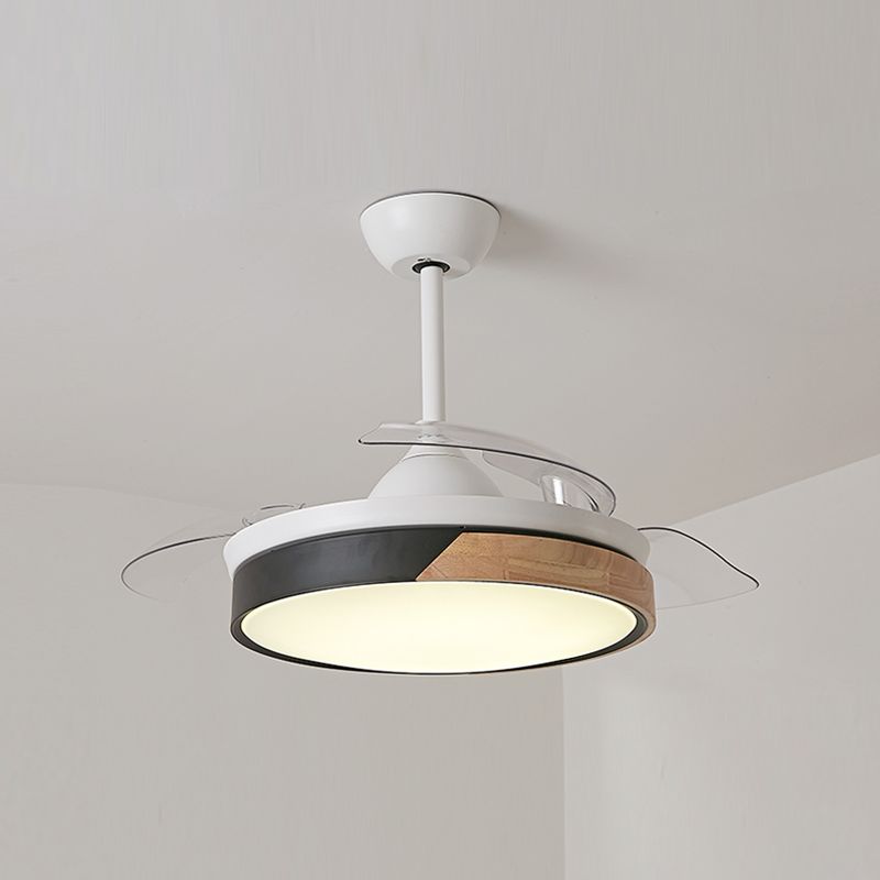 Geometry Shape Ceiling Fan Light Kids Style Metal 1-Light LED Flush Light for Bedroom