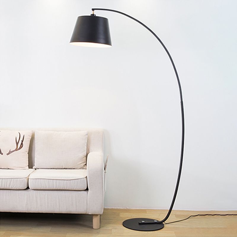 Macaroon Metal Floor Reading Lamp Arcuate 1-Light Floor Light for Bedroom