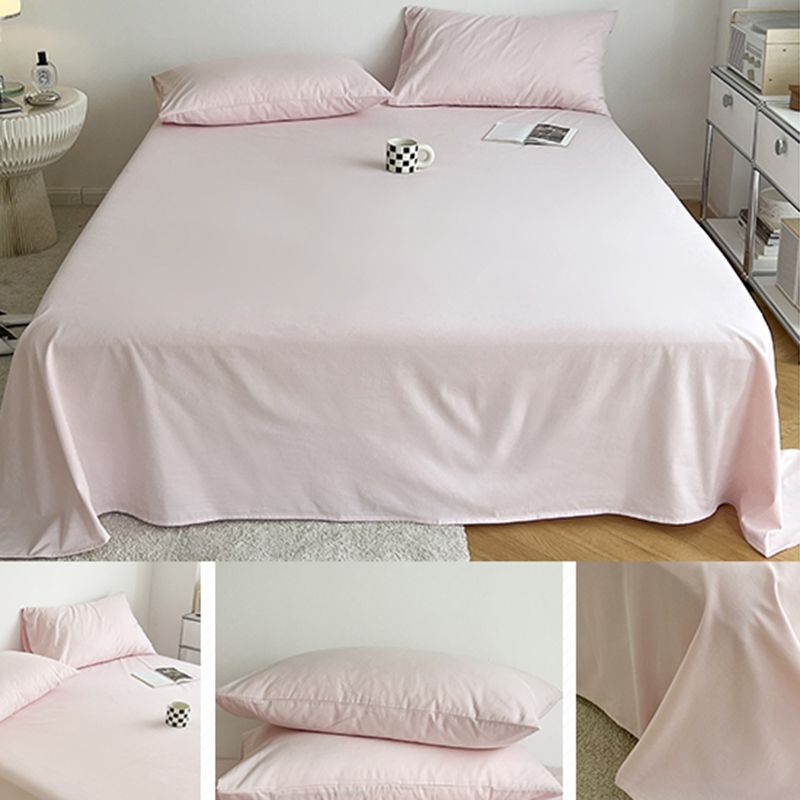 Cotton Plain Bed Sheet Breathable Fade Resistant Bed Sheet Set