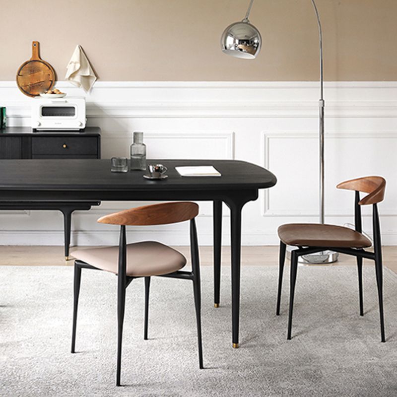 Minimalist Design Open Back Side Chairs Leather Dining Chairs