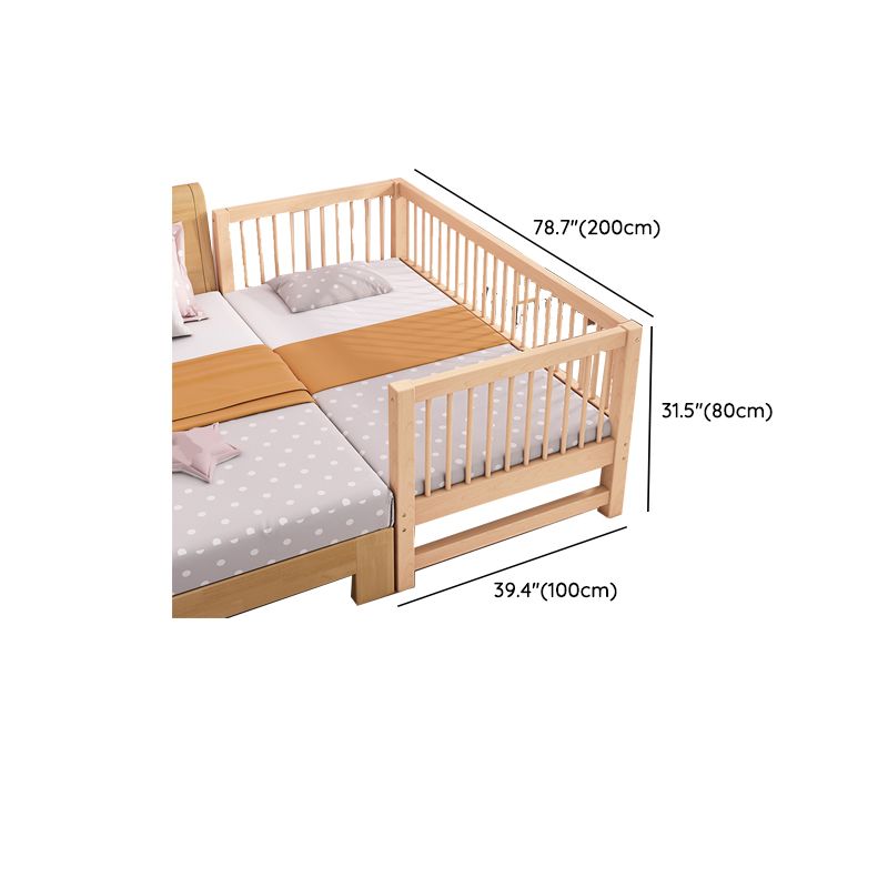 Natural Farmhouse Nursery Crib in Wood with Guardrail Baby Crib