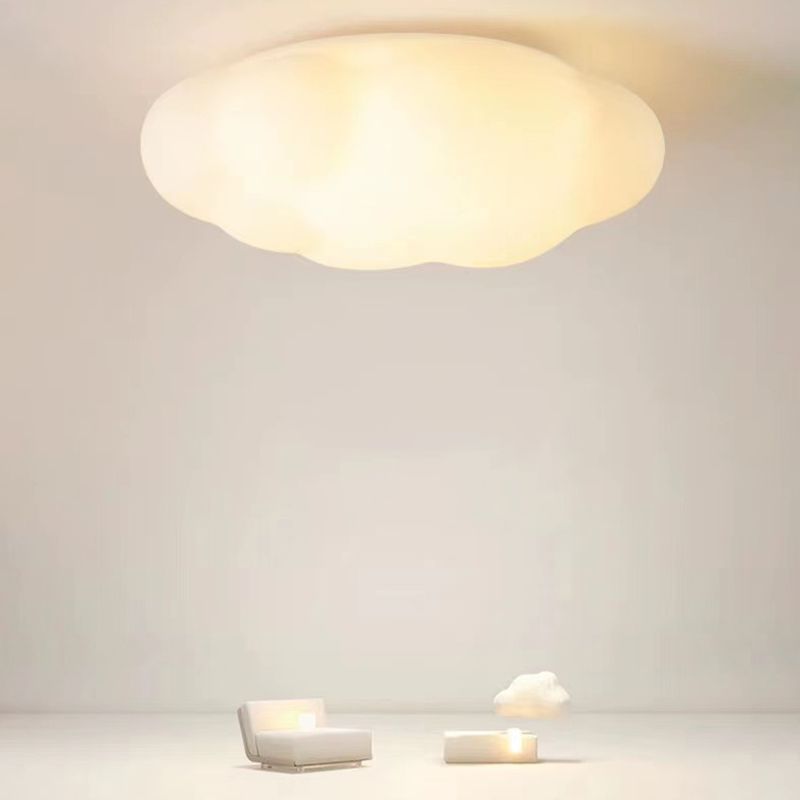 LED Modern Metal Flush Mount Cloud Shape Ceiling Light with Plastic Shade for Living Room