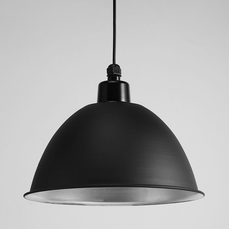 Matte Black Domed Pendant Light Fixture Industrial Metal 1 Bulb Passageway Hanging Light