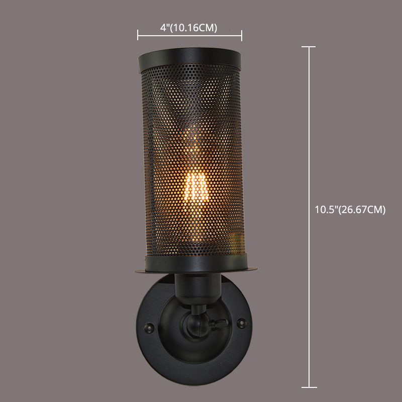 Black Wire Mesh Wall Lamp Industrial Metal Stairs Wall Mounted Light with Rotatable Joint