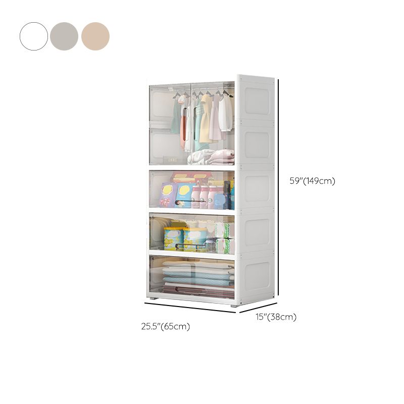 Modern Style Plastic Kids Closet Bedroom Youth Armoire with Door