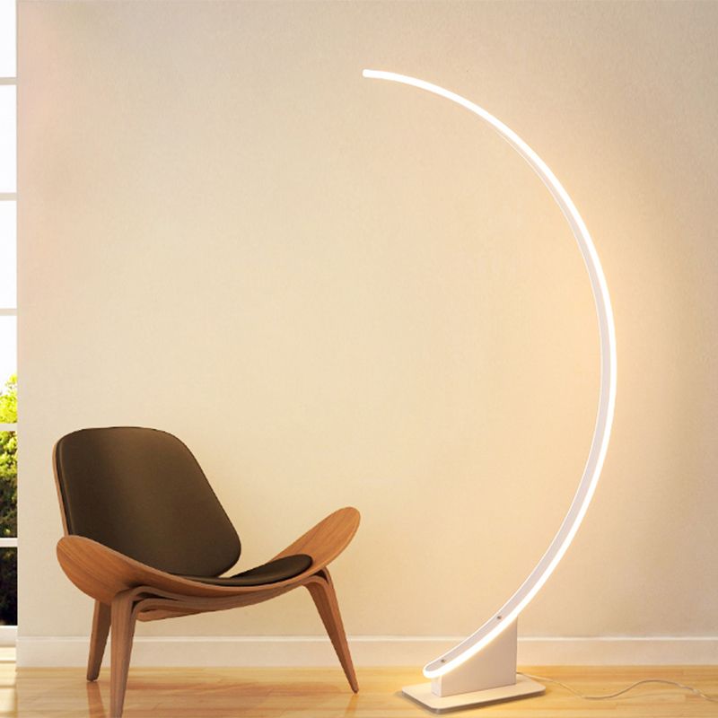 White/Coffee Arch Floor Lamp Minimalist LED Metal Floor Standing Lighting in Warm/White Light for Bedroom