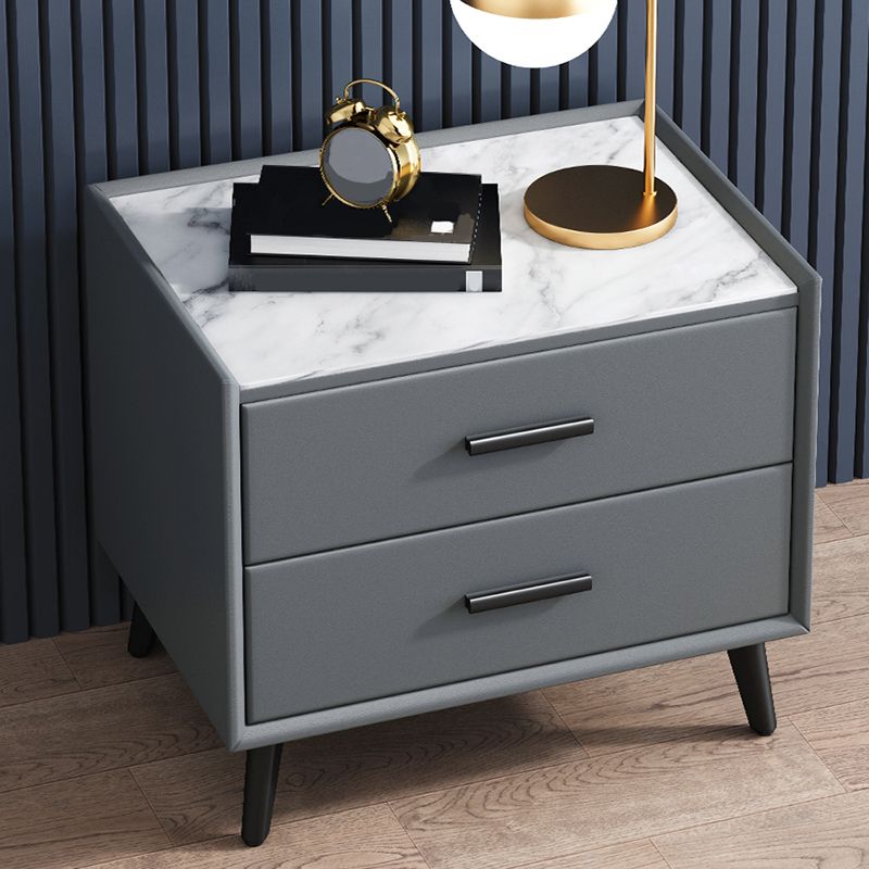 Contemporary Night Table Antique Finish Nightstand with Drawers