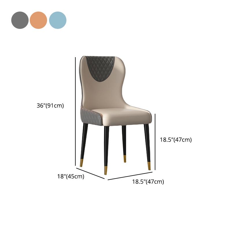 Glam Faux Leather Dining Chairs Wood Armless Dining Chair for Home Use