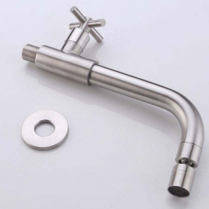 Contemporary Wall Mounted Bathroom Faucet Cross Handles Stainless Steel Faucet