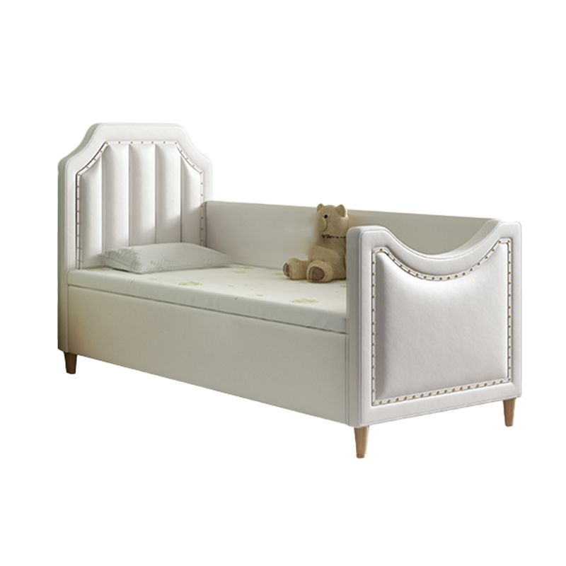 Contemporary Kids Bed Faux Leather Princess with Guardrails in White