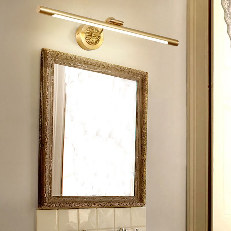 Linear Shade Metal Wall Sconce Modern 1 Light Mirror Wall Mount Lighting in Brass