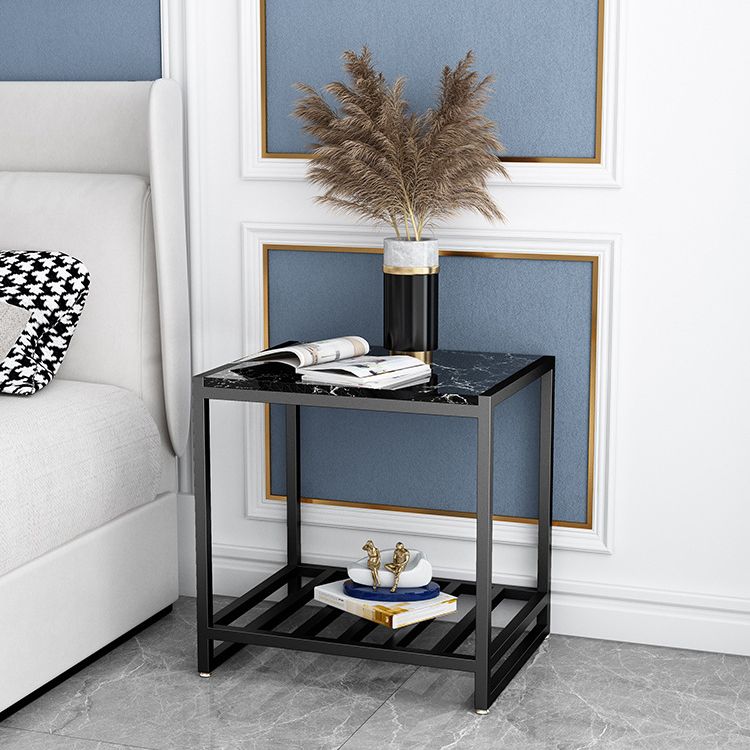 Contemporary Faux Marble Accent Table Nightstand 19.7" Tall Bed Nightstand