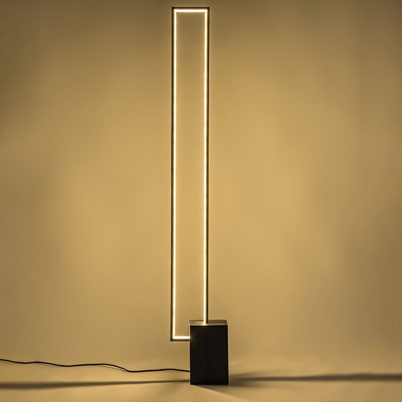 Minimalist Rectangular Floor Lighting Acrylic Sitting Room LED Standing Light in Black