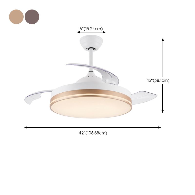 Modernism Interior LED Fan Light White Retractable Fan Blades Ceiling Fan