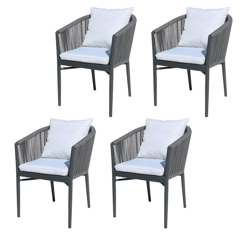 Contemporary Upholstered Outdoor Bistro Chairs Black Patio Dining Armchair