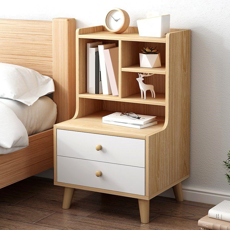 Open Storage Modern Night Table Drawer Storage Imitation Wood Nightstand