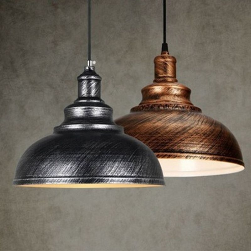 Dome-Shaped Pendant Lighting Fixtures Industrial 1 Light Metal Hanging Pendant Light