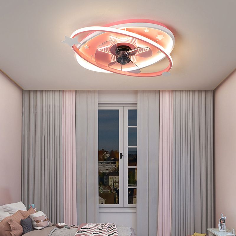 3-Blade Children LED Ceiling Fan Blue/pink Fan with Light for Foyer