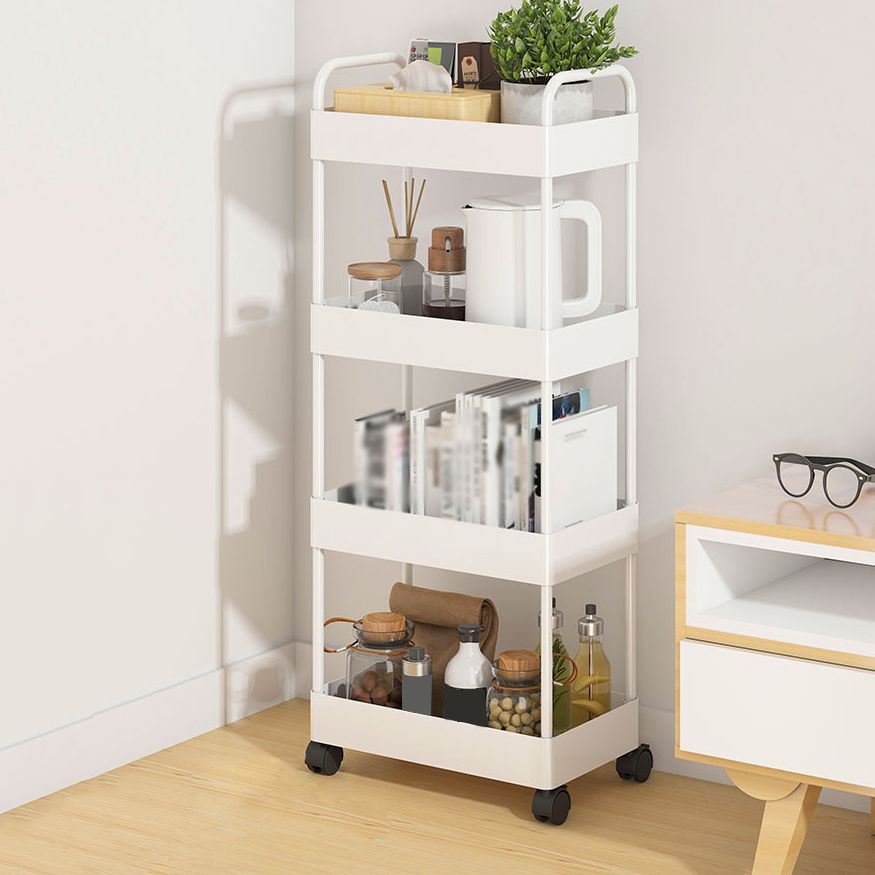 Modern Open Etagere Bookshelf Metal Frame Plastic Shelf Bookshelf with Caster Wheels