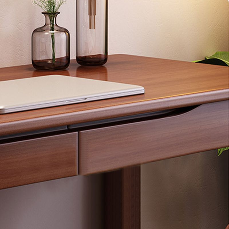 Modern Parsons Base Bedroom Office Desk Solid Wood Writing Desk with Drawers