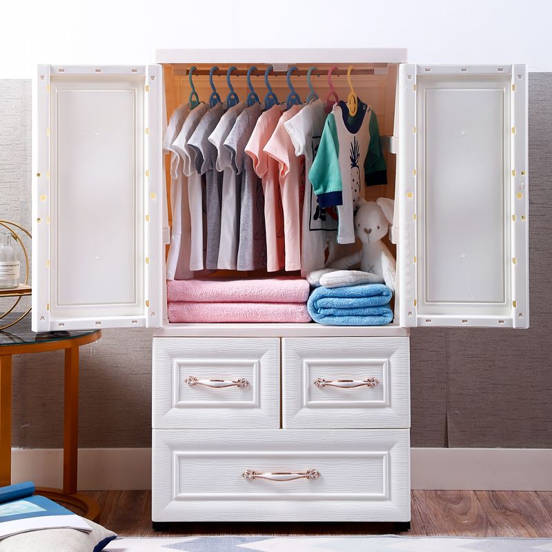 Modern Style Kid's Wardrobe Plastic Wardrobe Closet with Adjustable Shelves