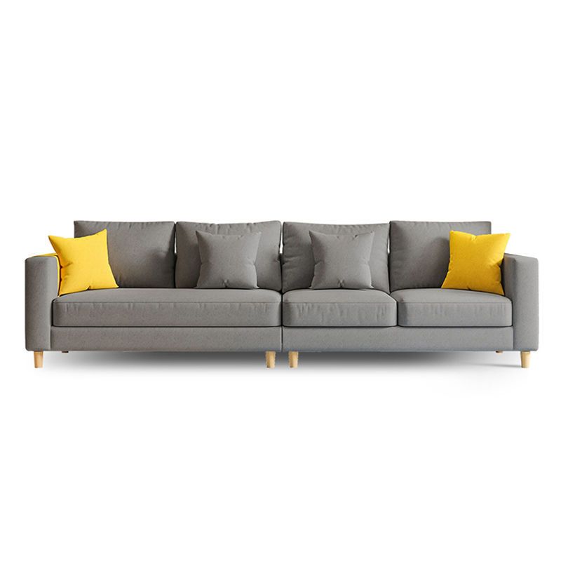 Linen Contemporary Square Arm Sofa Standard Sofa with Slipcovered for Living Room