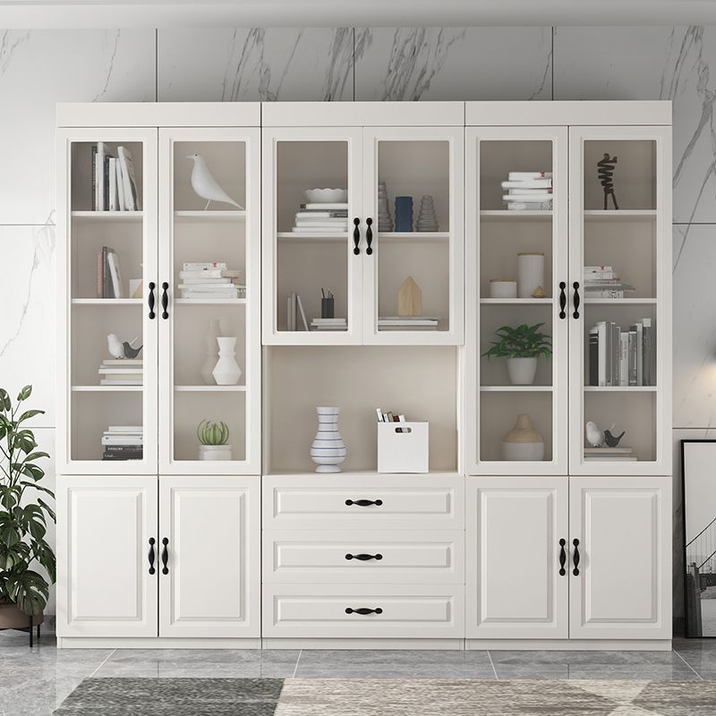 Modern Style Closed Back Bookshelf Solid Wood Bookcase with Cabinets