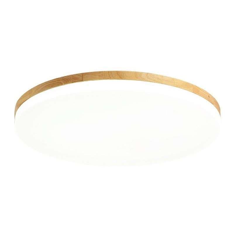 Modernism Single Beige Flush Mount Lighting Wooden Round LED Ceiling Light