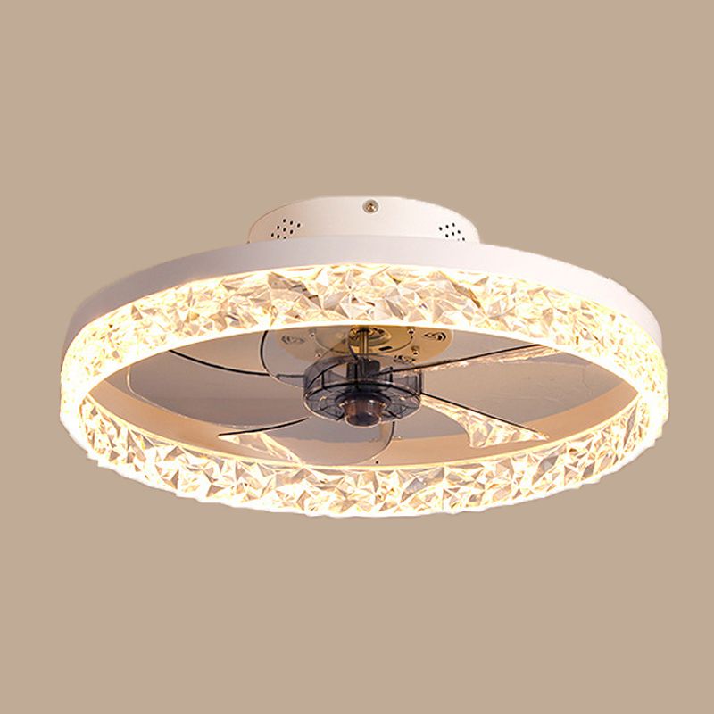 Circular Flush Mount LED Fan Light Minimalist Acrylic Bedroom Dining Room Semi Flush Light