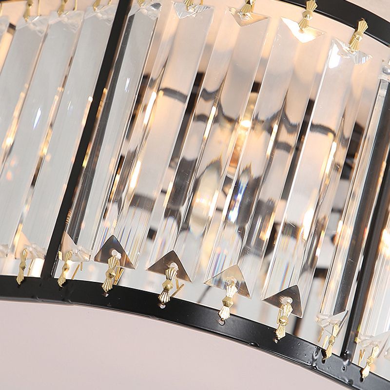 3/4-Light Golden/Black Flush Mount Lighting Crystal LED Ceiling Light for Bedroom