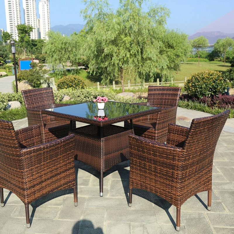 Tropical Rattan Patio Dining Chair with Arm Outdoors Dining Chairs