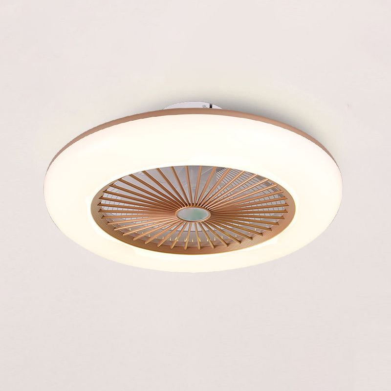 Round Fan Light Ceiling Fixture Macaron Acrylic Dining Room LED Semi Flush Light