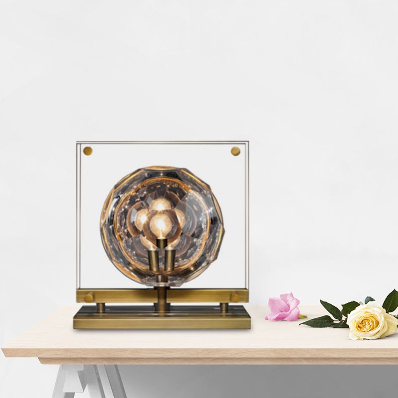 Crystal Bronze Finish Nightstand Light Gong Bell Design Modern Creative LED Table Lamp