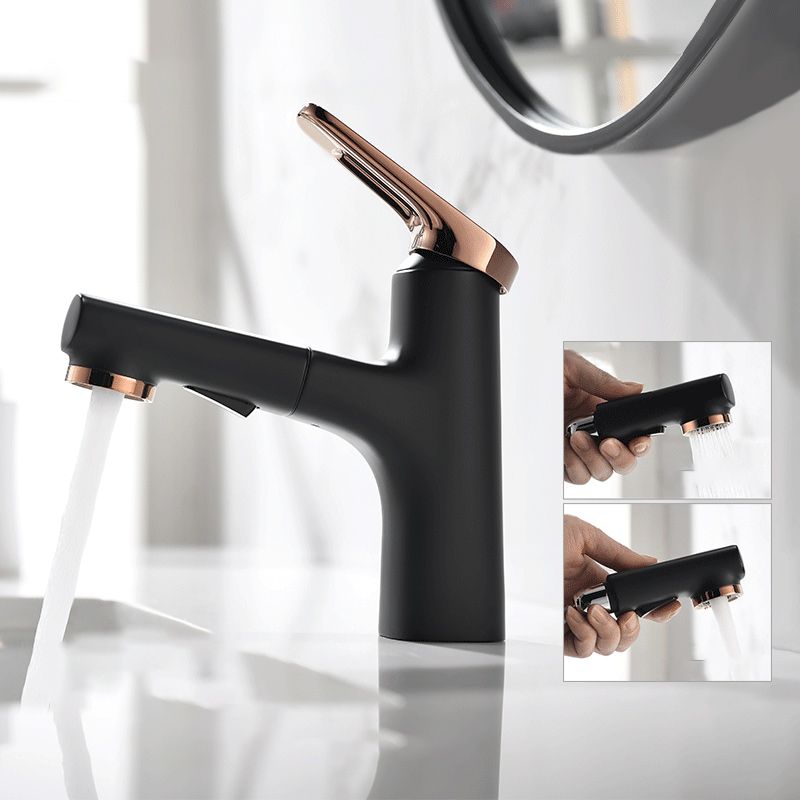 Contemporary Copper Vessel Faucet Lever Handles Retractable Low Arc Vessel Faucet