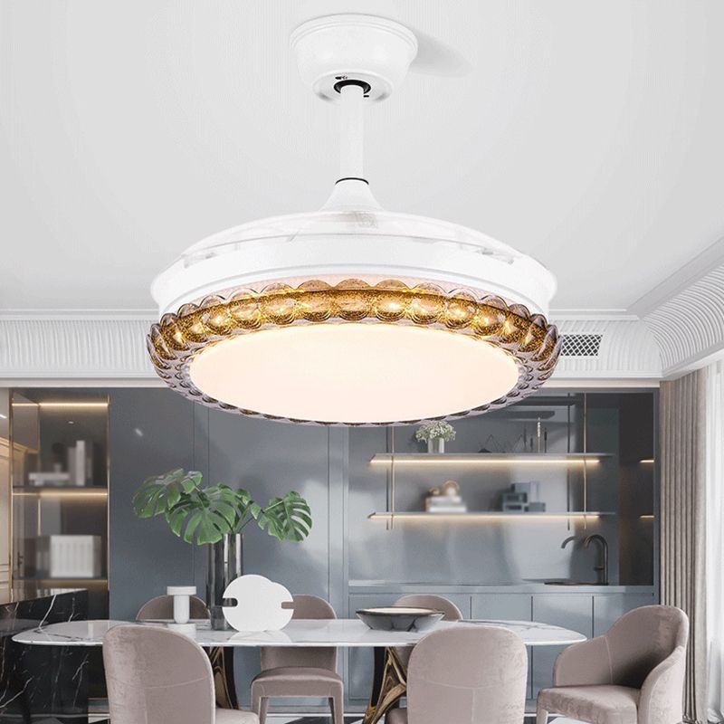 Contemporary Fan Ceiling Lighting in White Interior LED Ceiling Fan Fixture