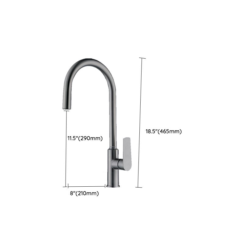 Modern Style Kitchen Faucet Copper Lever Handle Gooseneck Kitchen Faucet