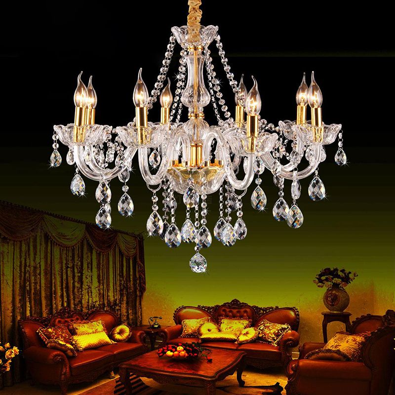 K9 Crystal Victorian Drop lampe Candelabra Candelier d'éclairage de lustre pour chambre à coucher